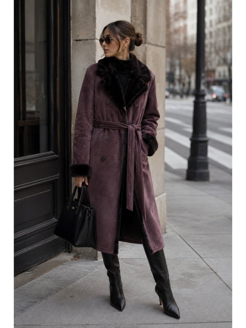 Vintage Sawyer of Napa Size 16 Genuine Shearling Lambskin Belted Maxi Coat